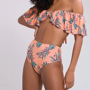 NWT PatBO High Waist Bikini Bottom Heli Coral